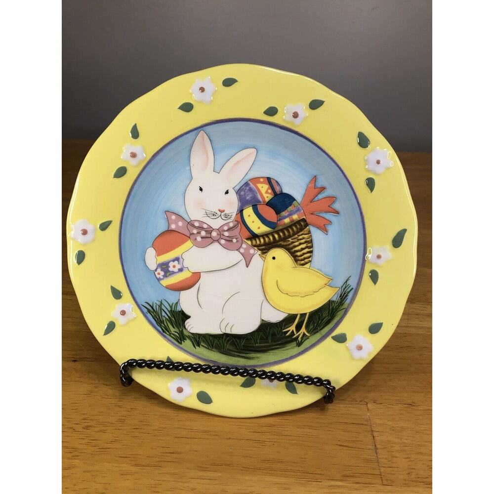 Certified International Susan‎ Winget Plate- Spring Easter bunny chick floral A2